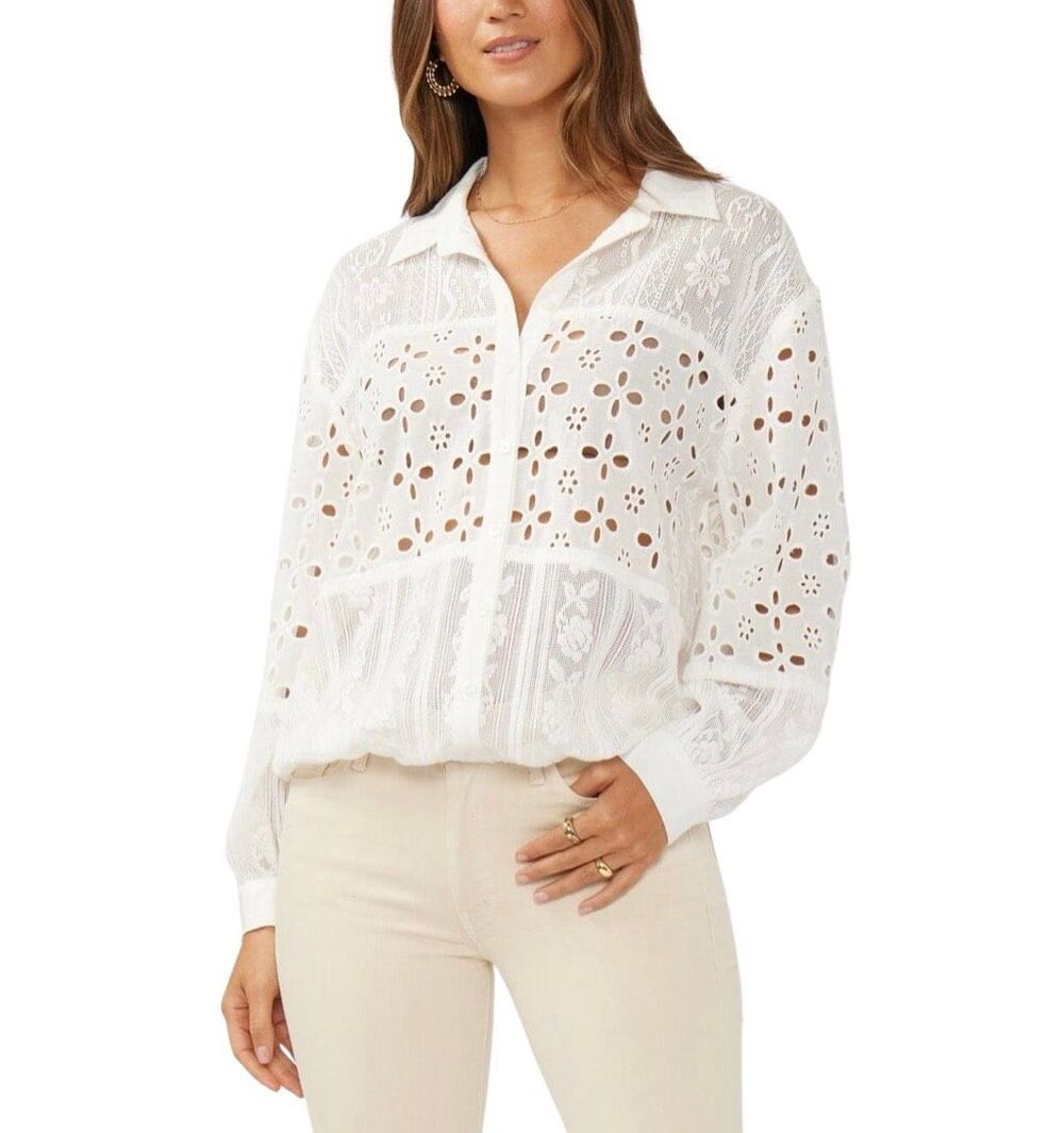 Lovestitch Patchwork Lace Eyelet Blouse Small